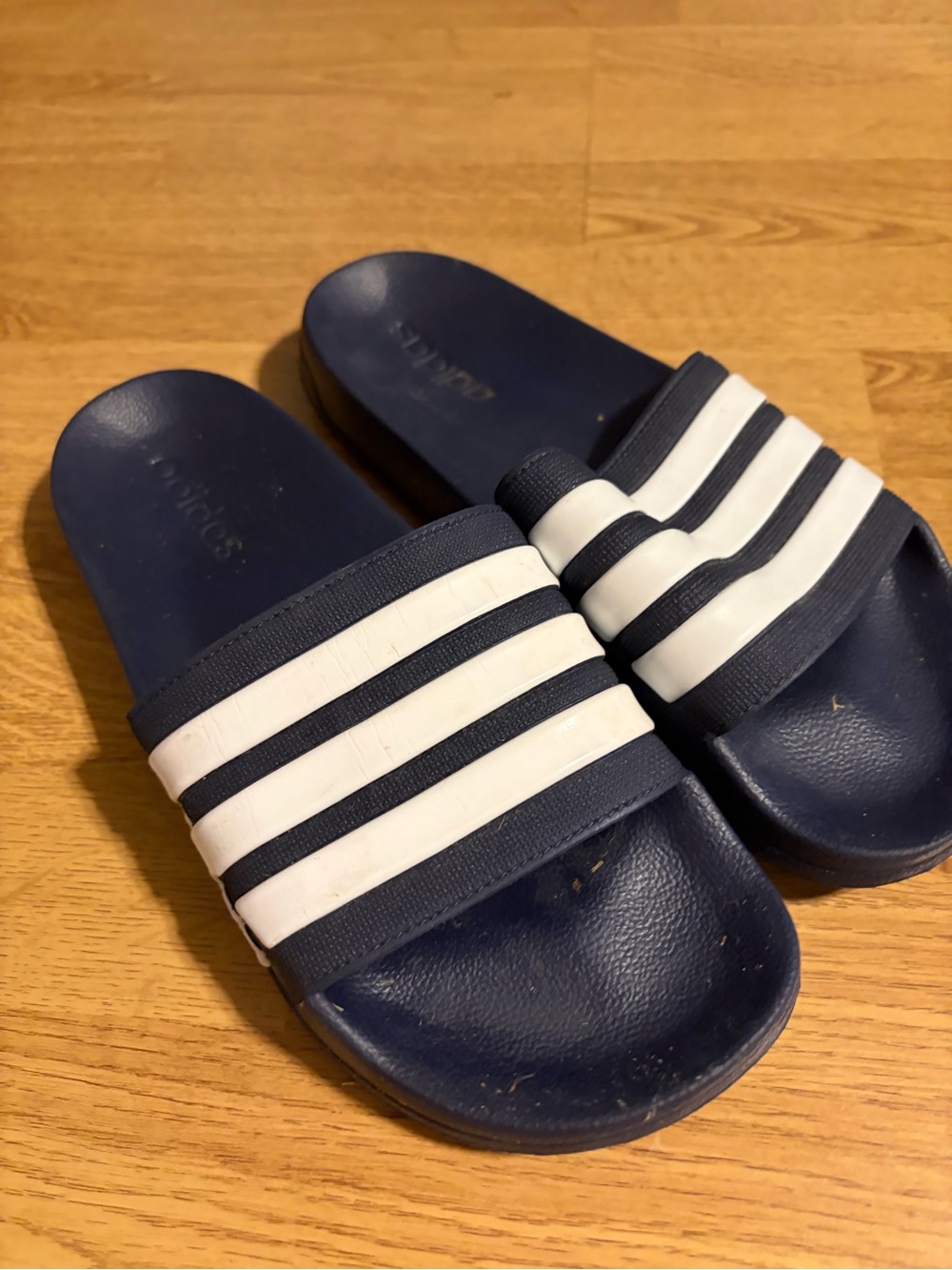 adidas Navy and White Slide Sandals - Men's Comfortable Slip-Ons - size 9